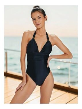Vix ❤︎︎ Bia Tube Draped One Piece Brazilian Cut Swimsuit ❤︎︎ Black ❤︎︎ Medium